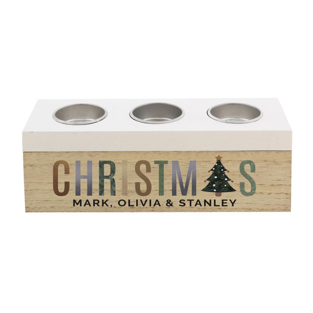 Personalised Christmas Tree Triple Tea Light Box £15.29